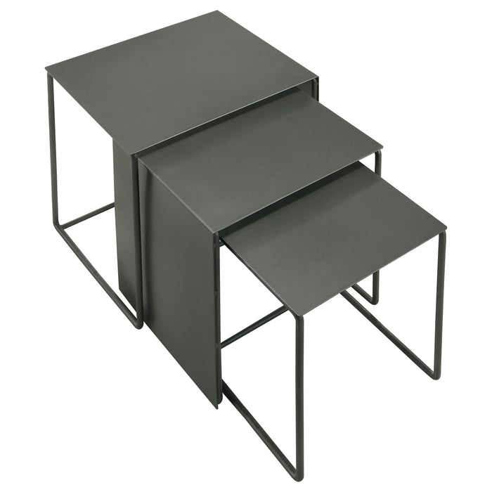 Imez 3-piece Rectangular Metal Nesting Table Grey