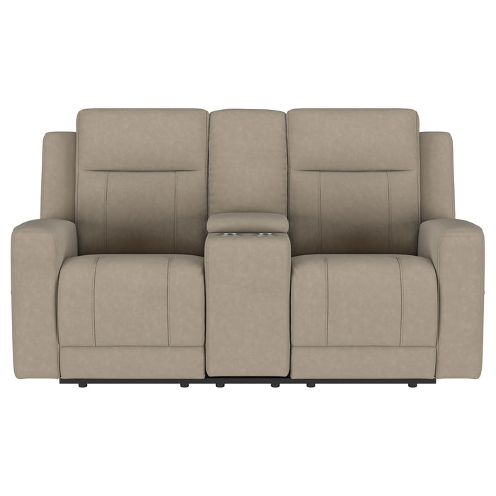 Brentwood Upholstered Motion Reclining Loveseat Taupe