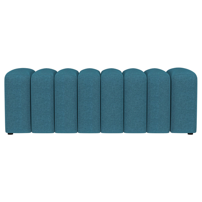Summer Upholstered Channel Tufted Accent Bench Peacock Blue