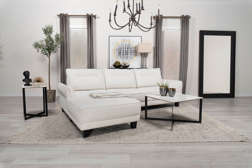 Caspian Upholstered Curved Arms Sectional Sofa White and Black