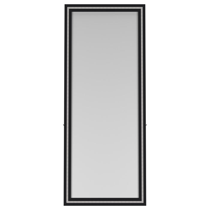 Windrose Full Length Floor Standing Tempered Mirror with LED Lighting Black