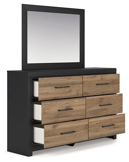 Vertani Queen Panel Bed with Mirrored Dresser and Nightstand