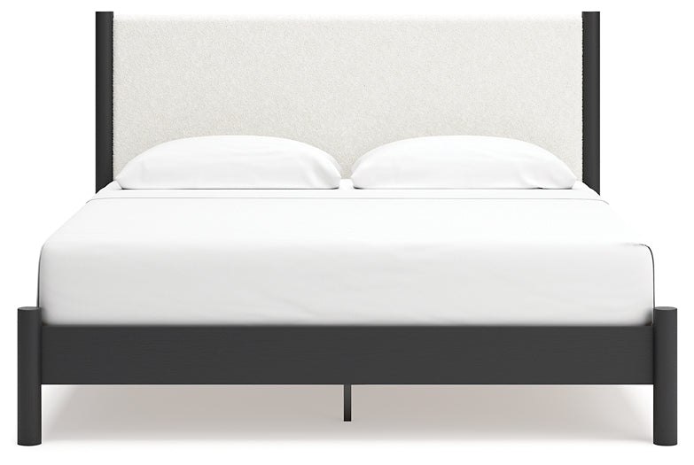 Cadmori King Upholstered Panel Bed with Dresser and 2 Nightstands