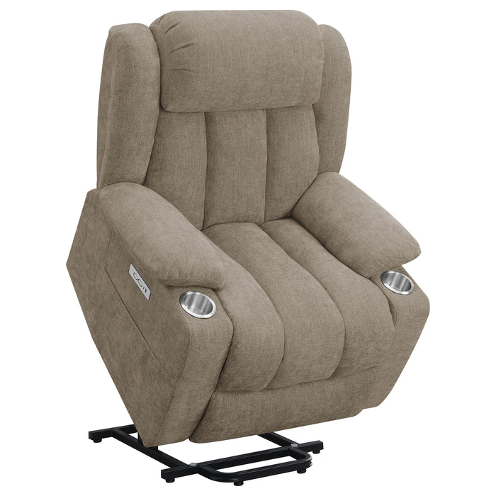 Houston Upholstered Power Lift Recliner Camel