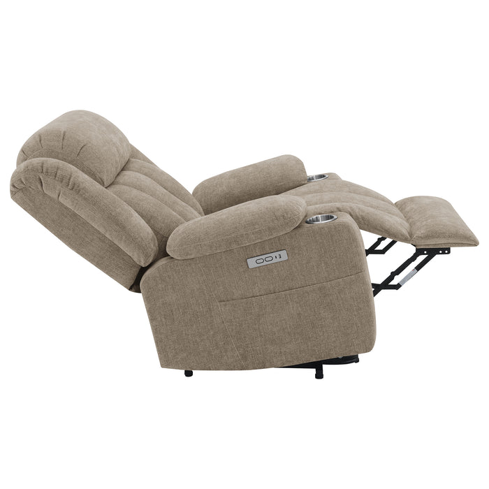 Houston Upholstered Power Lift Recliner Camel