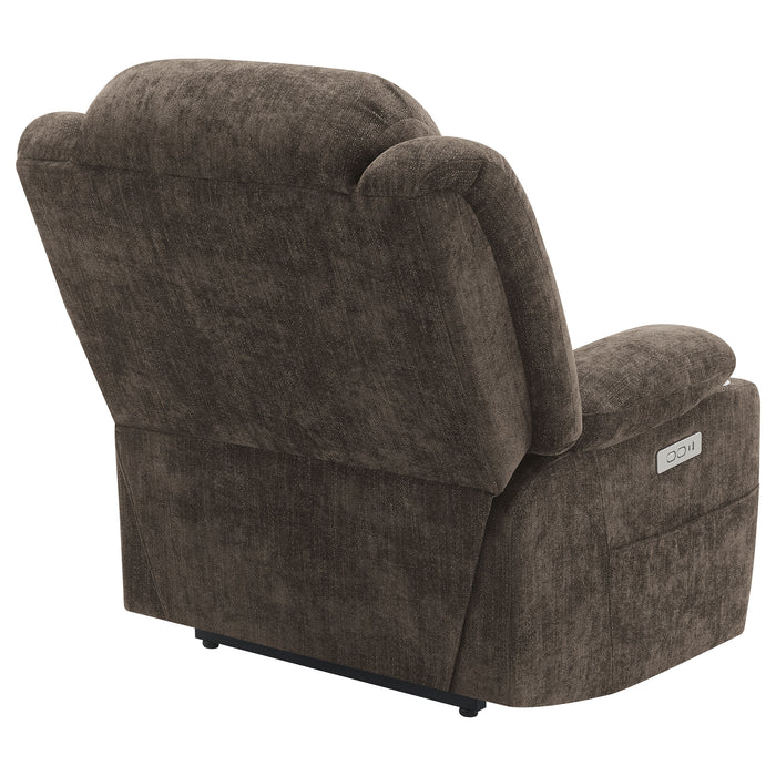 Houston Upholstered Power Lift Recliner Dark Brown