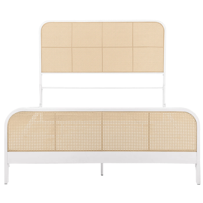 Lanewood Open Cane Webbing Metal Queen Bed White