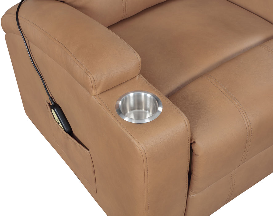 Armstrong Tufted Faux Leather Power Lift Massage Recliner Camel