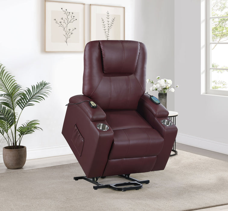 Armstrong Tufted Faux Leather Power Lift Massage Recliner Wine