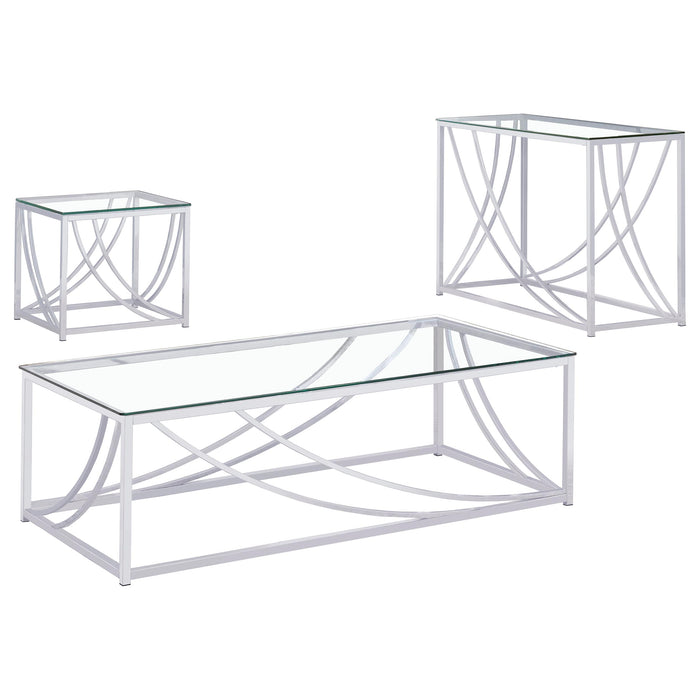 Lille 3-piece Glass Top Coffee And End Table Set Chrome