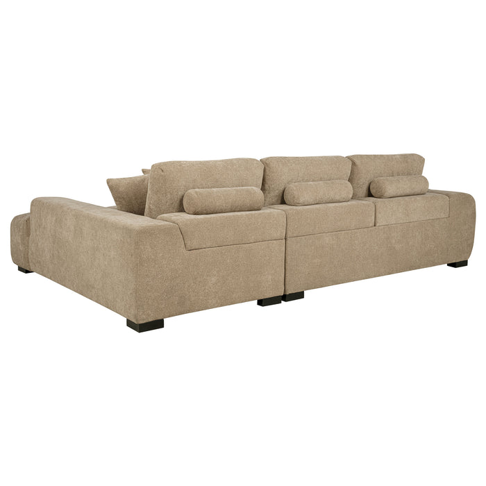 Octavia Tufted 2-Piece Sectional Chaise Sofa Camel