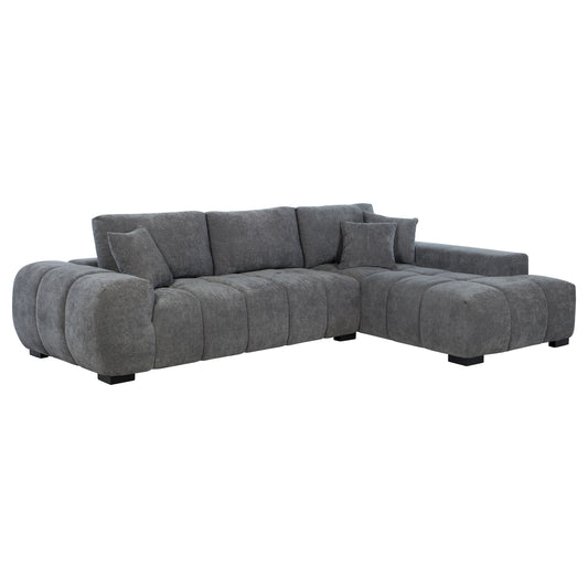 Octavia Tufted 2-Piece Sectional Chaise Sofa Charcoal Grey