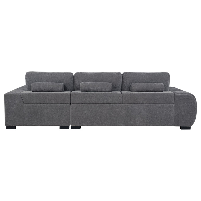 Octavia Tufted 2-Piece Sectional Chaise Sofa Charcoal Grey