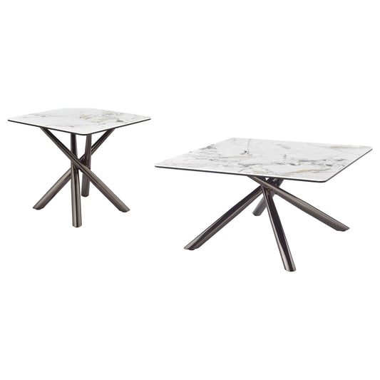 Carvell 2-piece Square Coffee and End Table Set Mirage White