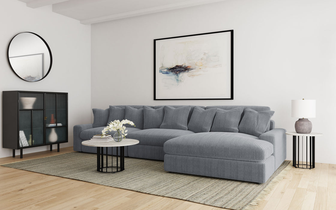 Blaine 3-Piece Corduroy Reversible Chaise Sectional Sofa Fog