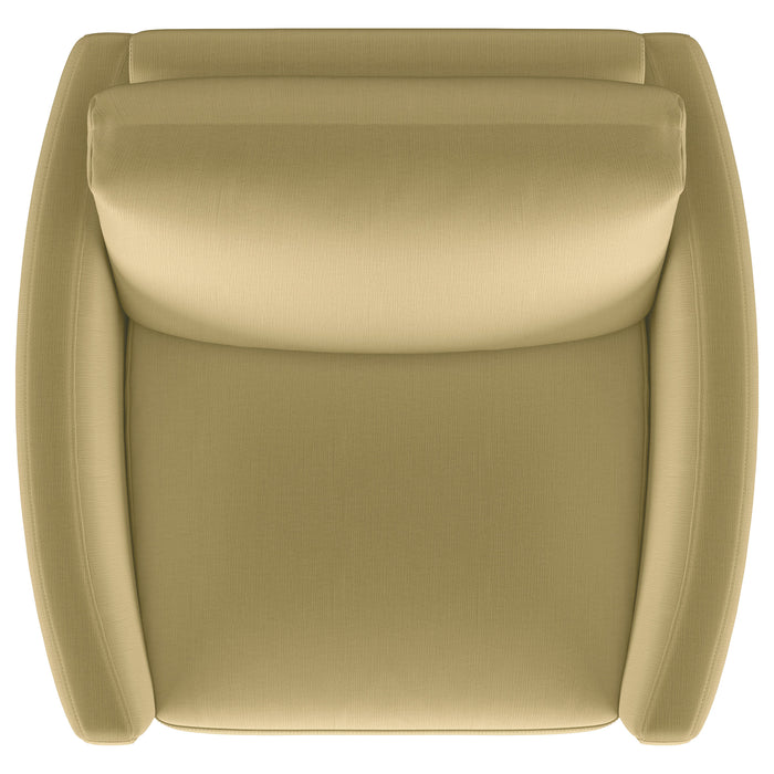 Corliss Upholstered Curved Track Arm Chair Camel