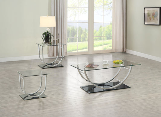 Danville 3-piece Glass Top Coffee and End Table Set Chrome