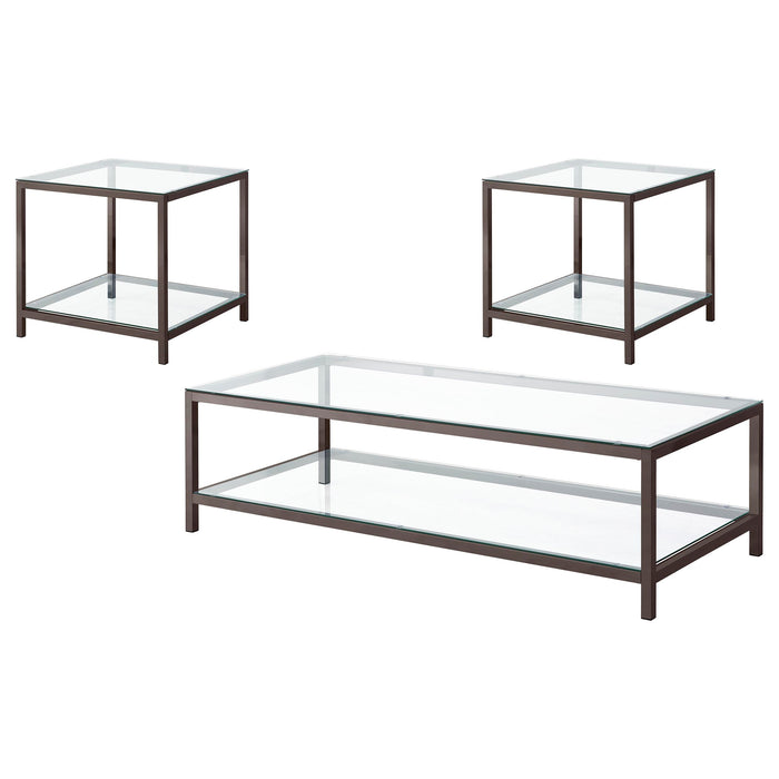 Trini 3-piece Coffee and End Table Set Black Nickel