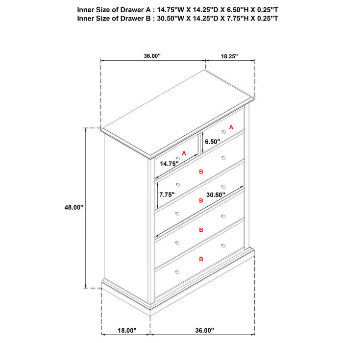 Sumerlin 6-drawer Bedroom Chest of Drawers Cappuccino