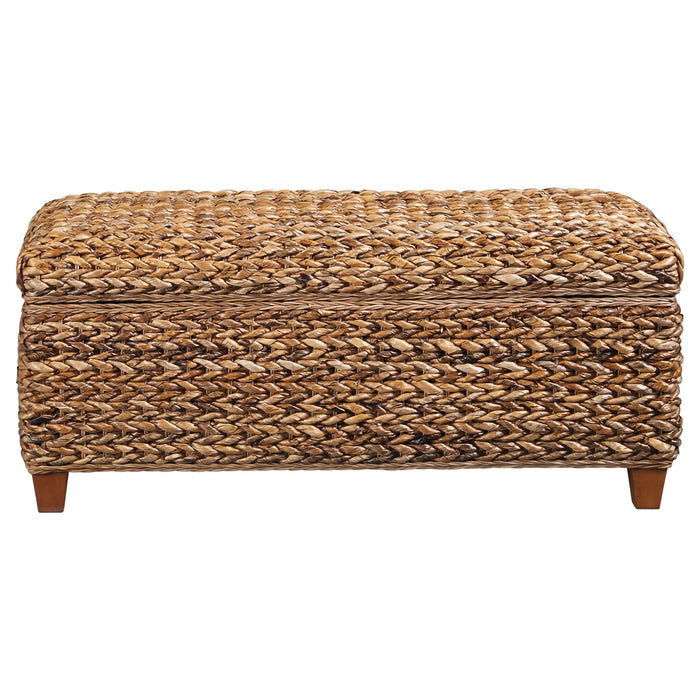 Laughton Hand-Woven Banana Leaf Storage Bench Amber