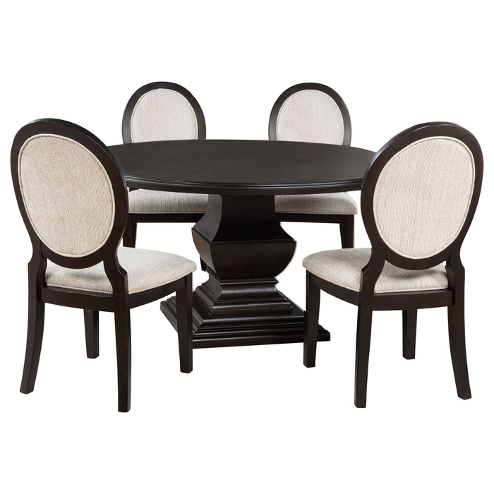 Twyla 5-piece Round Wood Dining Room Table Set Dark Cocoa