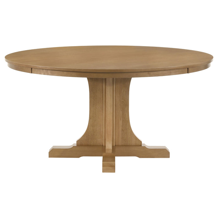 Hartville 7-piece Round Dining Table Set Natural Light Brown