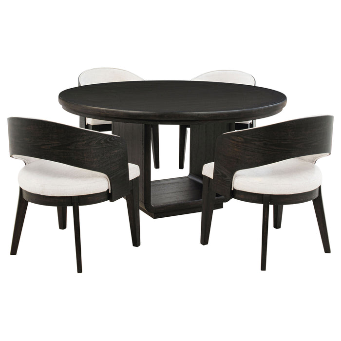 Leandro 5-piece Round Dining Table Set Burnished Black