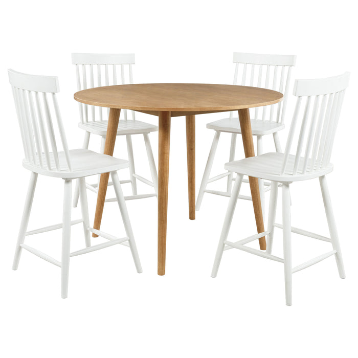 Andrews 5-piece Round Counter Dining Set Light Ash and White