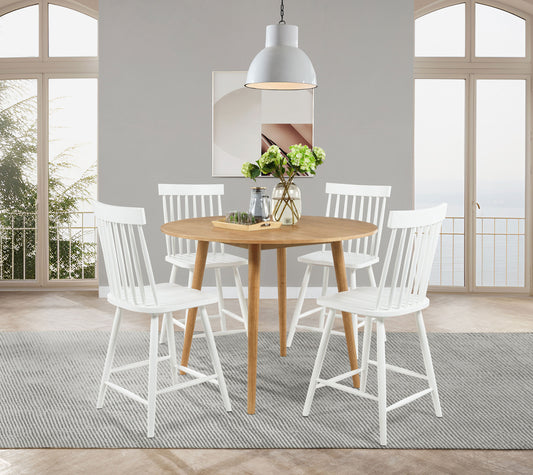 Andrews 5-piece Round Counter Dining Set Light Ash and White