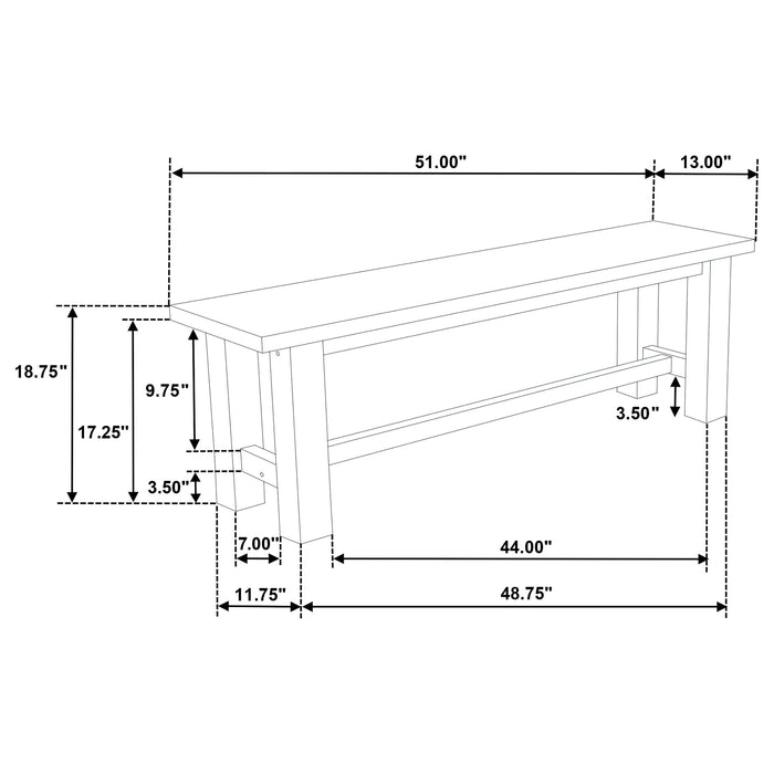 Cardova 51-inch Solid Wood Dining Bench Vineyard Oak