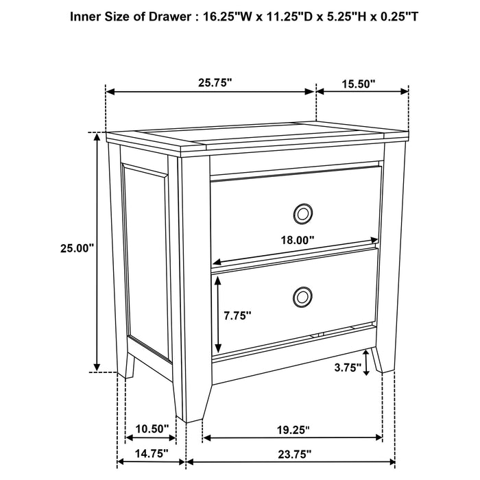 Hazlewood 2-drawer Nightstand Bedside Table Vineyard Oak