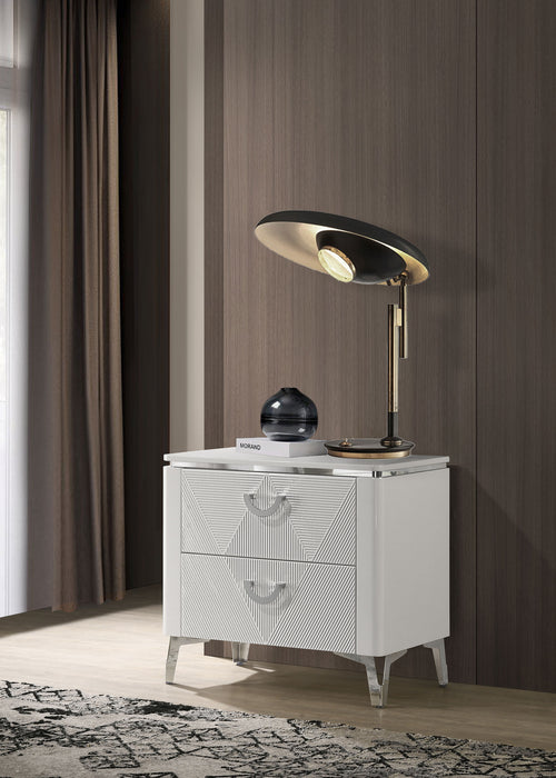 Cassia 2-drawer Nightstand Bedside Table White High Gloss