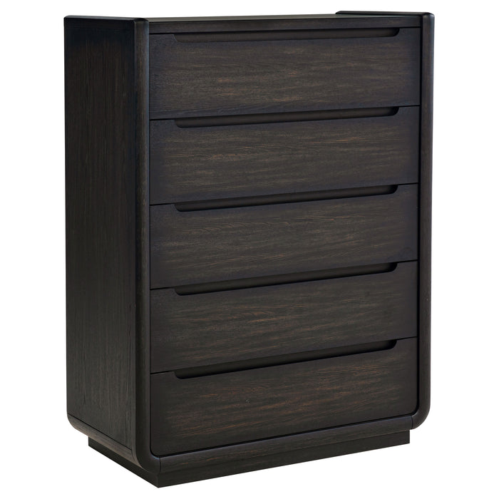 Leandro 5-drawer Bedroom Chest of Drawers Burnished Black