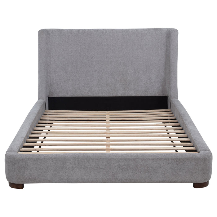 Rennes Upholstered Queen Wingback Platform Bed Grey