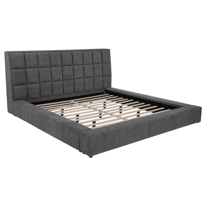 Dreux Upholstered Eastern King Panel Platform Bed Grey