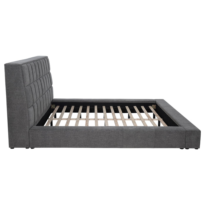 Dreux Upholstered Eastern King Panel Platform Bed Grey