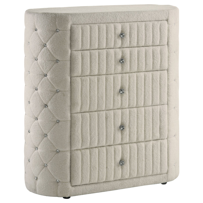 Sonya 5-piece Upholstered Eastern King Bedroom Set Ivory