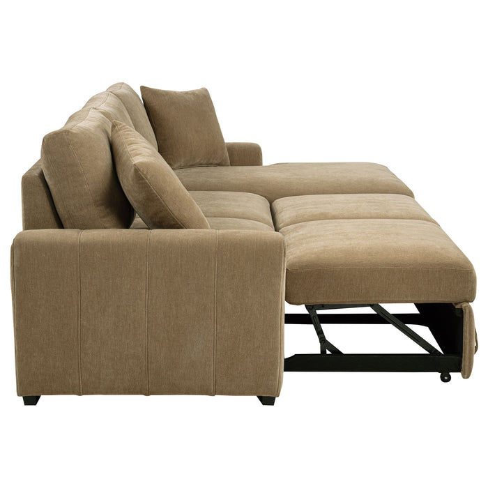 Pastrana Upholstered Sleeper Sectional Sofa RAF Chaise Camel