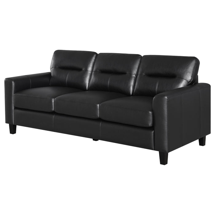 Scotland Faux Leather Upholstered Track Arm Sofa Black