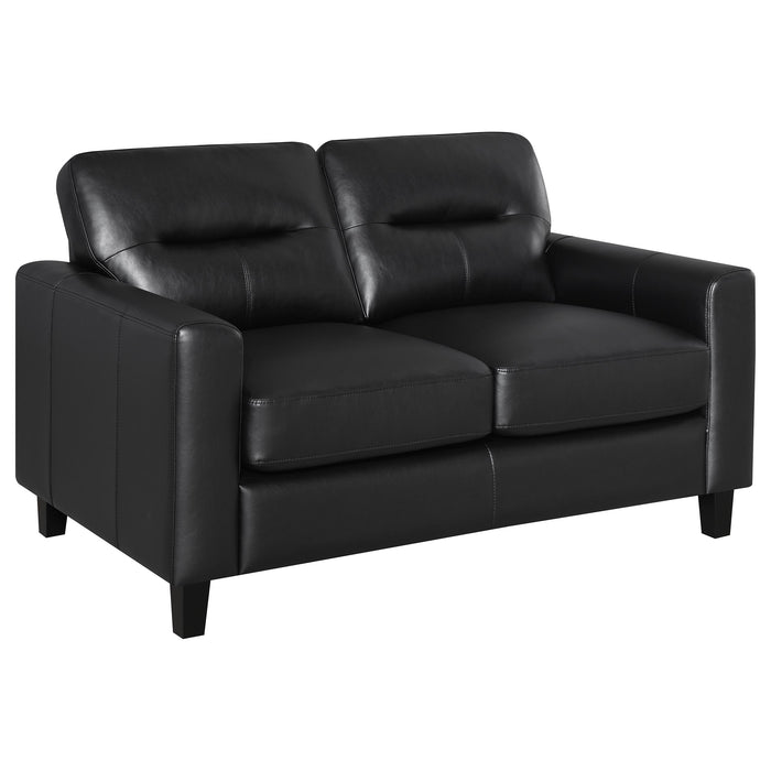 Scotland Faux Leather Upholstered Track Arm Loveseat Black