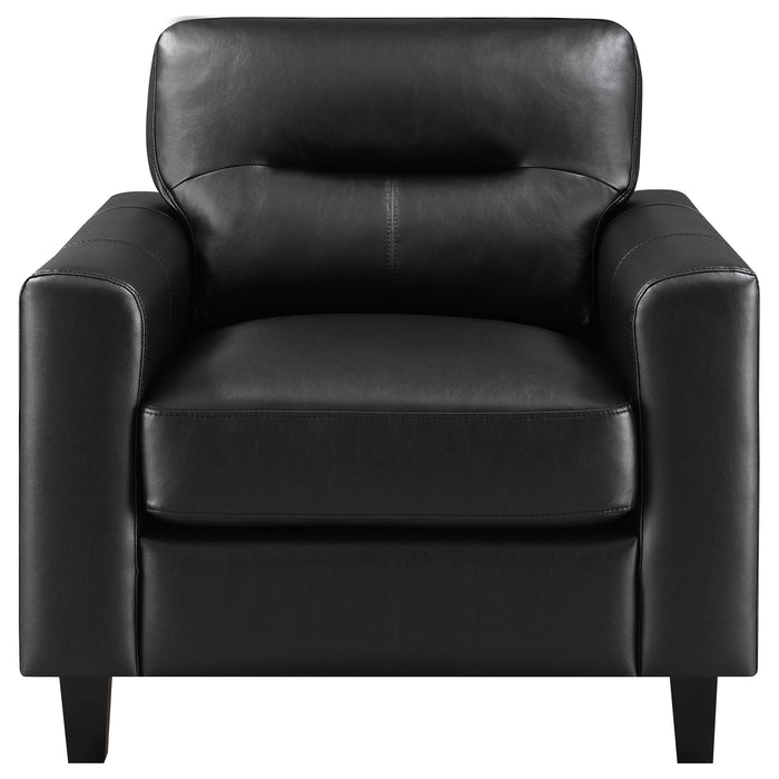 Scotland 3-piece Faux Leather Upholstered Sofa Set Black