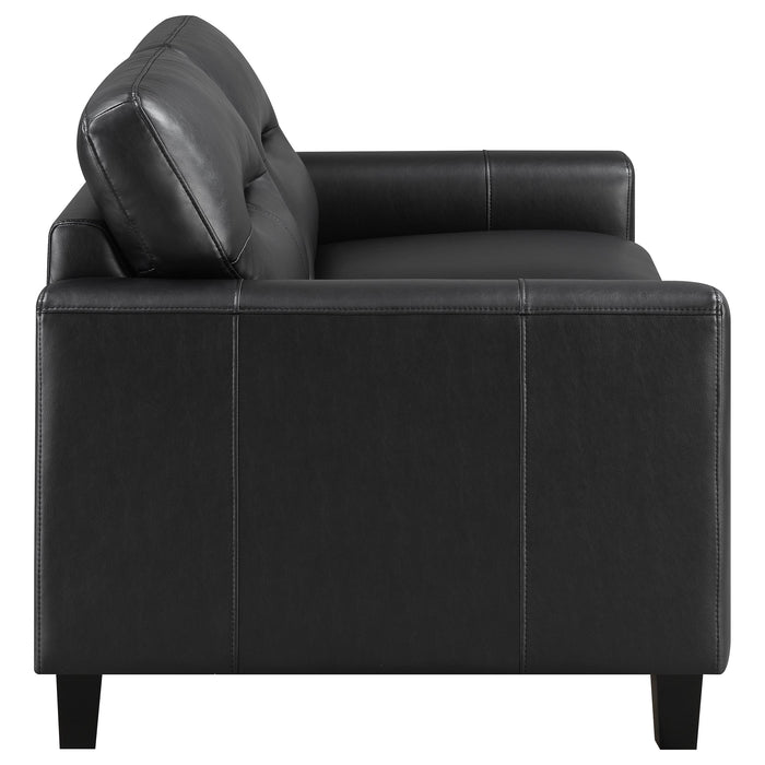 Scotland Faux Leather Upholstered Track Arm Loveseat Black