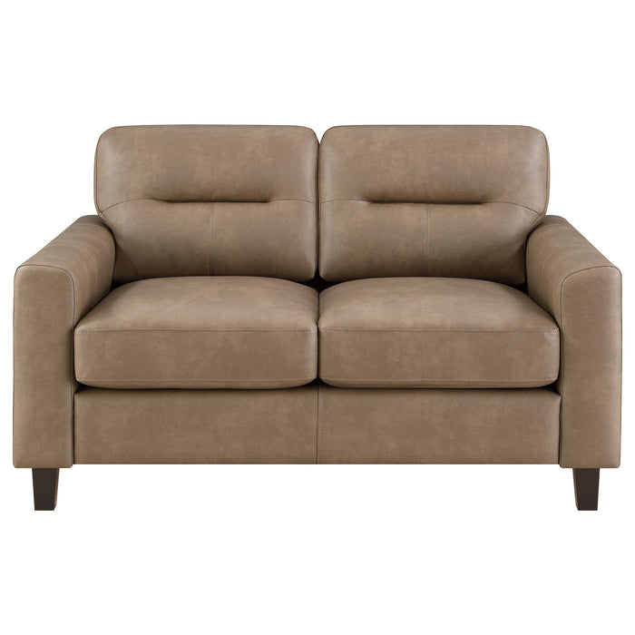 Scotland 3-piece Faux Leather Upholstered Sofa Set Brown