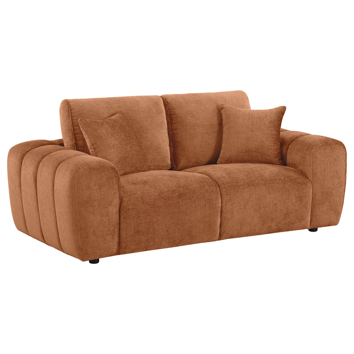 Burnett Chenille Upholstered Wide Arm Loveseat Burnt Orange