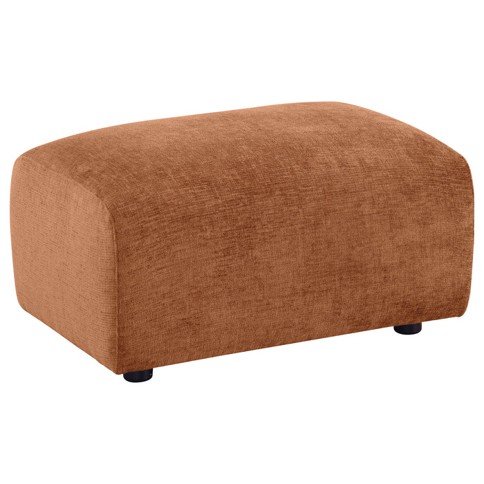 Burnett Chenille Upholstered Ottoman Burnt Orange