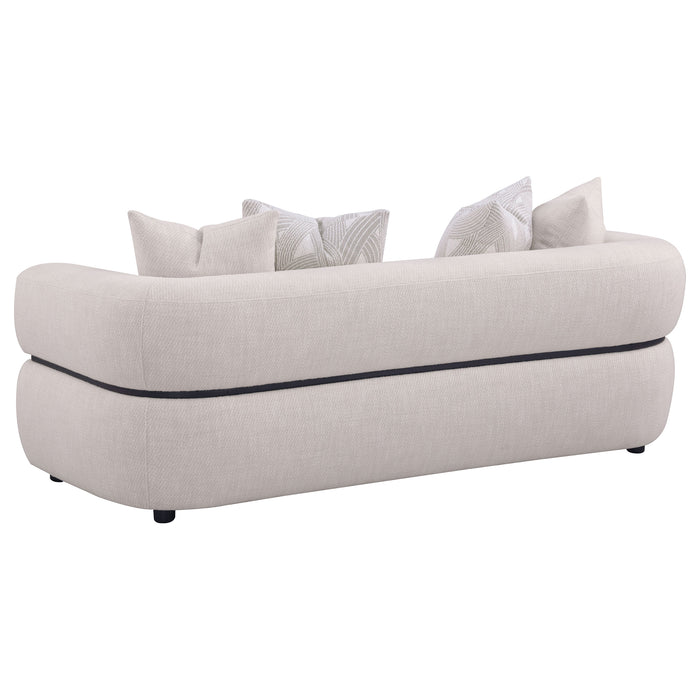 Jeanette 3-piece Fabric Upholstered Round Arm Sofa Set Beige