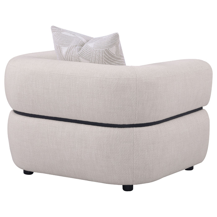 Jeanette Fabric Upholstered Round Arm Accent Chair Beige