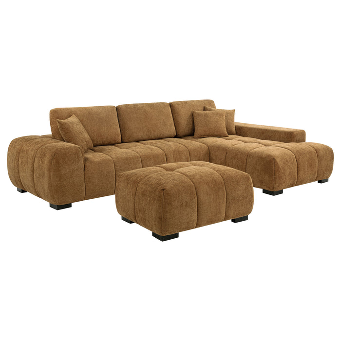 Octavia Tufted Upholstered Rectangular Ottoman Amber