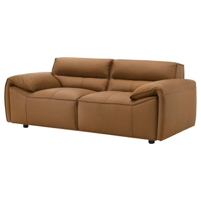 Buxton Top Grain Leather Upholstered Loveseat Orange
