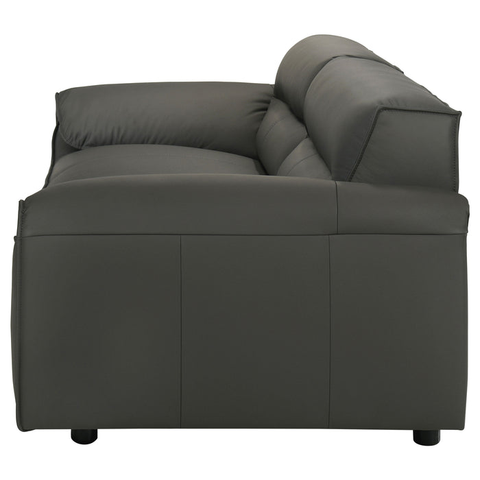 Buxton Top Grain Leather Upholstered Sofa Graphite